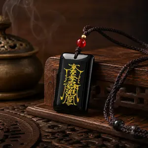 Wudang Inspired Black Talisman Pendant Necklace, Blessed Protection Amulet for Health, Wealth, Love, Career, Calm Energy, Focus, Confidence, Good Luck, Spiritual Balance, Daily Carry Jewelry Gift
