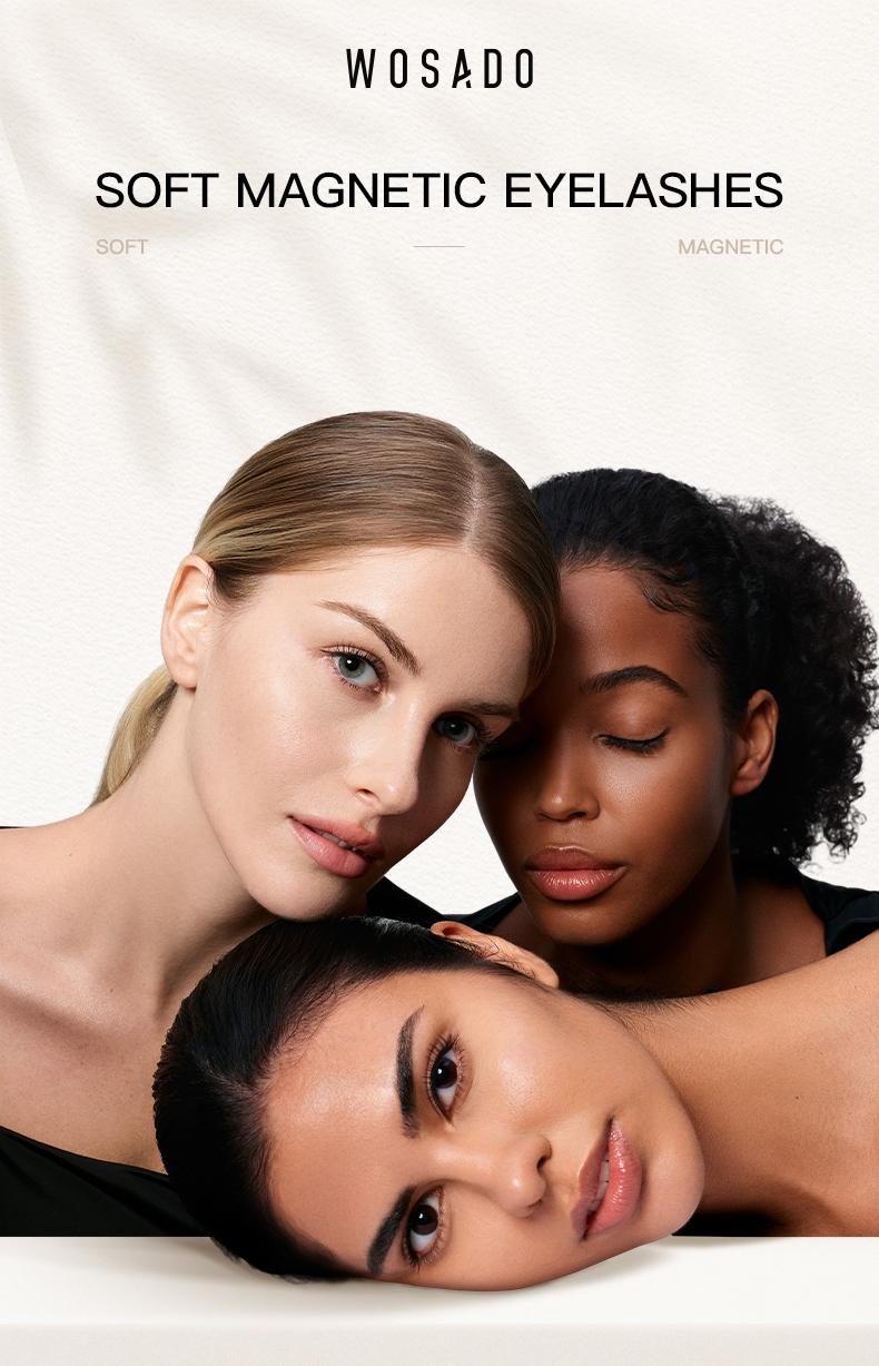 WOSADO Soft Magnetic Eyelashes All-in-One Box, Reusable, Glue-Free, Waterproof, Lightweight, Natural Style Makeup Cosmetic WOSADO Soft Magnetic Eyelashes All-in-One Box, Reusable, Glue-Free, Waterproof, Lightweight, Natural Style Makeup Cosmetic