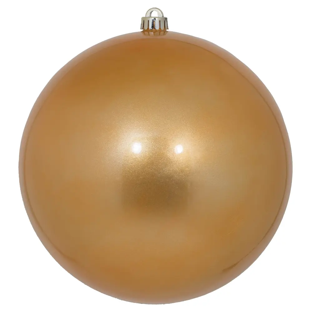 212 MAIN 10 in. UV-Drilled Copper & Gold Round Glitter Ball Plastic Ornaments, Decorative Holiday Hanging Festive Home Christmas Decor