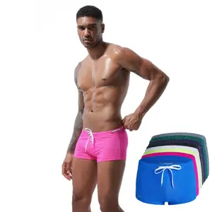 Men's Low-Rise Nylon Swim Trunks - Fashion Square Cut Swim Briefs, Quick-Dry Swimwear for Swimming & Beach