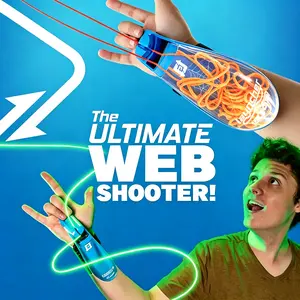 Glow String Web Shooter with Auto Recycle Rope, LED Luminous Wrist Launcher Slingshot Toy, Outdoor Superhero Cosplay Party Supplies Kids Role Play Gift