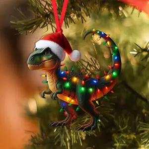 Dinosaur Ornaments With Christmas Light, Dinosaur Christmas Tree Decor, Xmas Decor Gift, Christmas Home Decor, Plastic Decoration