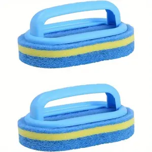 2pc Multipurpose Thick Handheld Pool Scrub Brush, Pool Clean Sponge for Tile, Walls, Floor, Hot Tubs - Reusable Scrubber Foam Cleaning Kitchen Decontaminate Bathroom Shower Tile