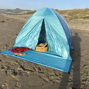 Pop Up Beach Tent Beach Shade Tent for 1-4 Persons Sun Shelter UPF 50+ Enclose Zipper Door Portable Easy Up Beach Tent