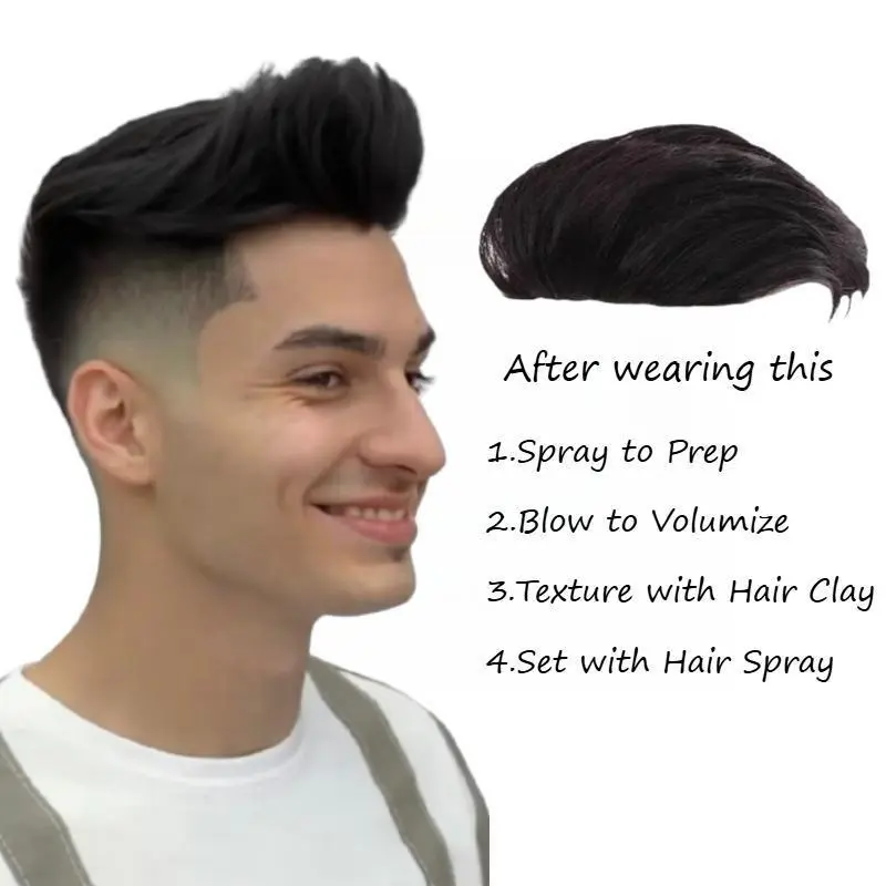 Men's Glueless Black Wig, 2025 Essential Natural Invisible Realistic Hairpiece, Handsome Big Back Hairstyle, Afro Kinky Design for Daily & Business Use, Undetectable Synthetic Wig (Fashion Accessory)