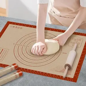 Silicone Baking Mat with Measurements, Extra Large 0.7mm 24" x 16" Pastry Dough Sheet, Pie Crust Rolling Sour Dough Tools, Supplies for Making Pizza, Pie, Bread, Non Stick