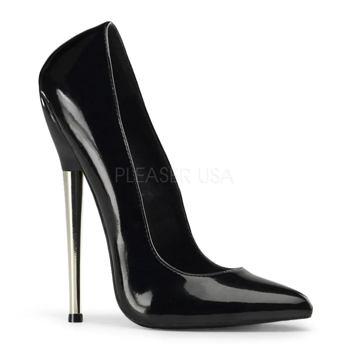 Men's Dagger-01 Plain Patent Pumps, Closed Toe Stiletto High Heel Footwear with a 6.25-Inch Solid Brass Heel, Shoe, 6.25 In, Elegant, High Heels