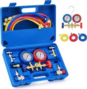 Orion Motor Tech 3 Way AC Diagnostic Manifold Gauge Set for R134A R12 R22 R502 Refrigerants with 3FT/5FT Hoses Self Sealing Puncturing Can Tap Car Repair Tools, fathersdaygift