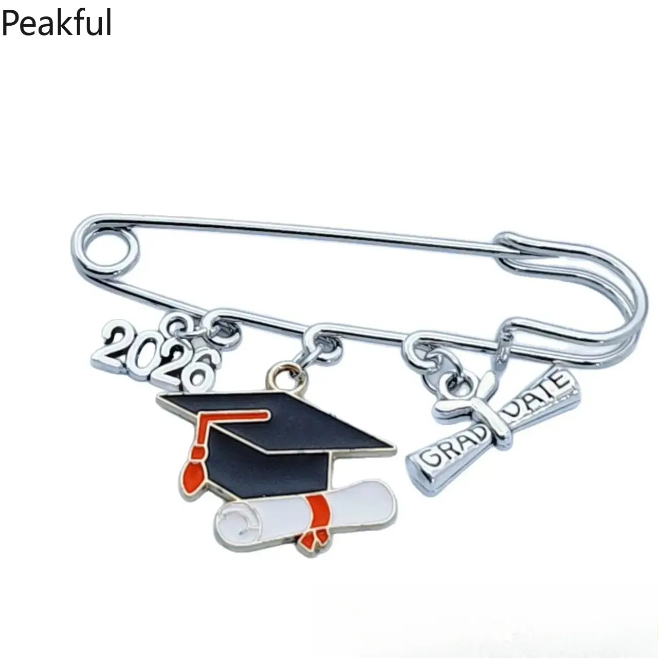 2pc Elegant Graduation Pin - Class of  Academic Decoration with Mortar Board, Diploma, Graduate Words - for Graduation Party, Diploma Case, Formal Attire - Ideal Graduate Gift for College, University, Online Ceremony - Durable Keepsake