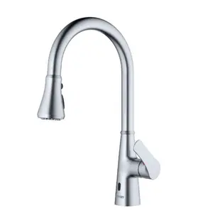 Kadoma Stainless Steel Touchless Kitchen Faucet – Sensor Activated, High Arc, Dual Spray, Pull-Down 1.8 GPM, Lead-Free Brass, Single Hole Install