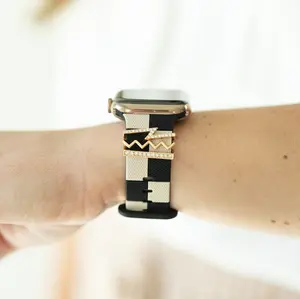 Downtown Collection Strawberry Avocados Smart Watch Band Checkered Silicone Strap Hypoallergenic Comfortable Bpa Free for Apple Watch 38mm-49mm Series 1-10 Ultra Wearable Nude & Black