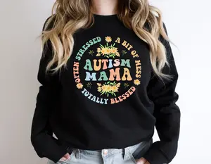 Autism Sweatshirt For Mama, Autism Awareness Hoodie, Women's Autism Gift Sweater, Motivation Sweatshirt, Floral Awareness Hoodie, Support Sweater For Mother.