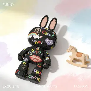 1488pcs Rabbit Series Building Blocks Toy, Creative DIY Craft Kit, Desktop Home Decor, Stress Relief Model, Birthday Gift