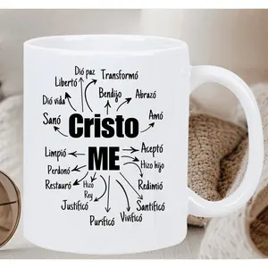 Thoughtful Gift |   Cristo Me Insulated Ceramic Mug |   White Porcelain Coffee Cup with Inspirational Spanish Phrases |   Reusable & Hand-Wash Only |   Perfect for Hot and Cold Beverages |   Ideal Gift for Birthdays, Christmas, New Year, Valentine's Day,