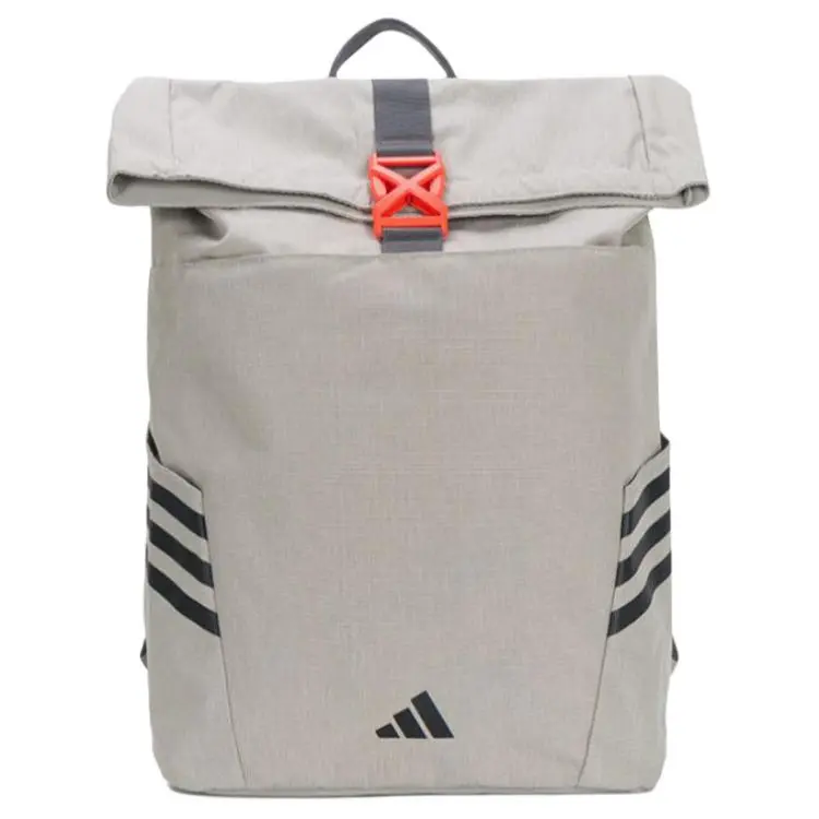 Adidas Logo Unisex Backpack, Gray Fabric, Large Capacity