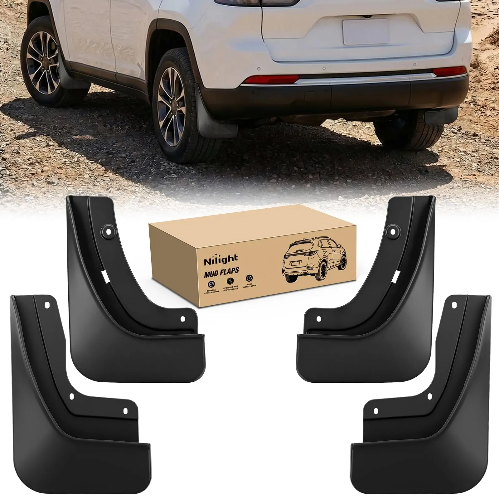 Nilight Mud Flaps Splash Guards for Jeep Grand Cherokee 2022 2023 2024 2025 2026 | No Drilling Precision Fit, Heavy Duty All Weather Protection, Front & Rear Set