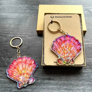 Clear Acrylic Holographic Keychain Seashell, for New Home, Car, Teacher Student Gifts, Christmas gift