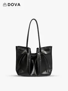 DOVA Tote Bag For Women  Crinkled Vegan Leather Drawstring Large Capacity Bag For Work  Daily (L: 12.6")