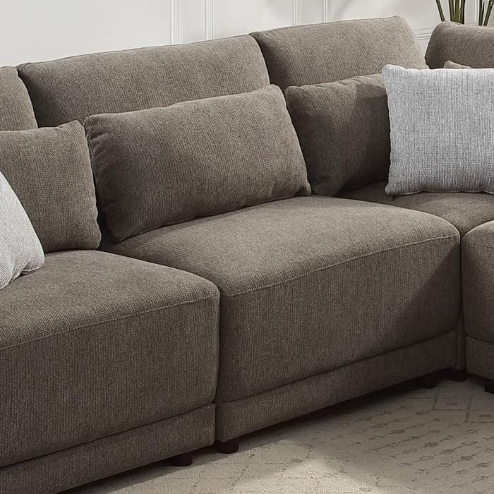 Acme LV03150-5PC 5-Piece Rylie Grey Linen-Like Fabric Modular Sectional Sofa with Squared Arms 111"x111" x 39"x34" H