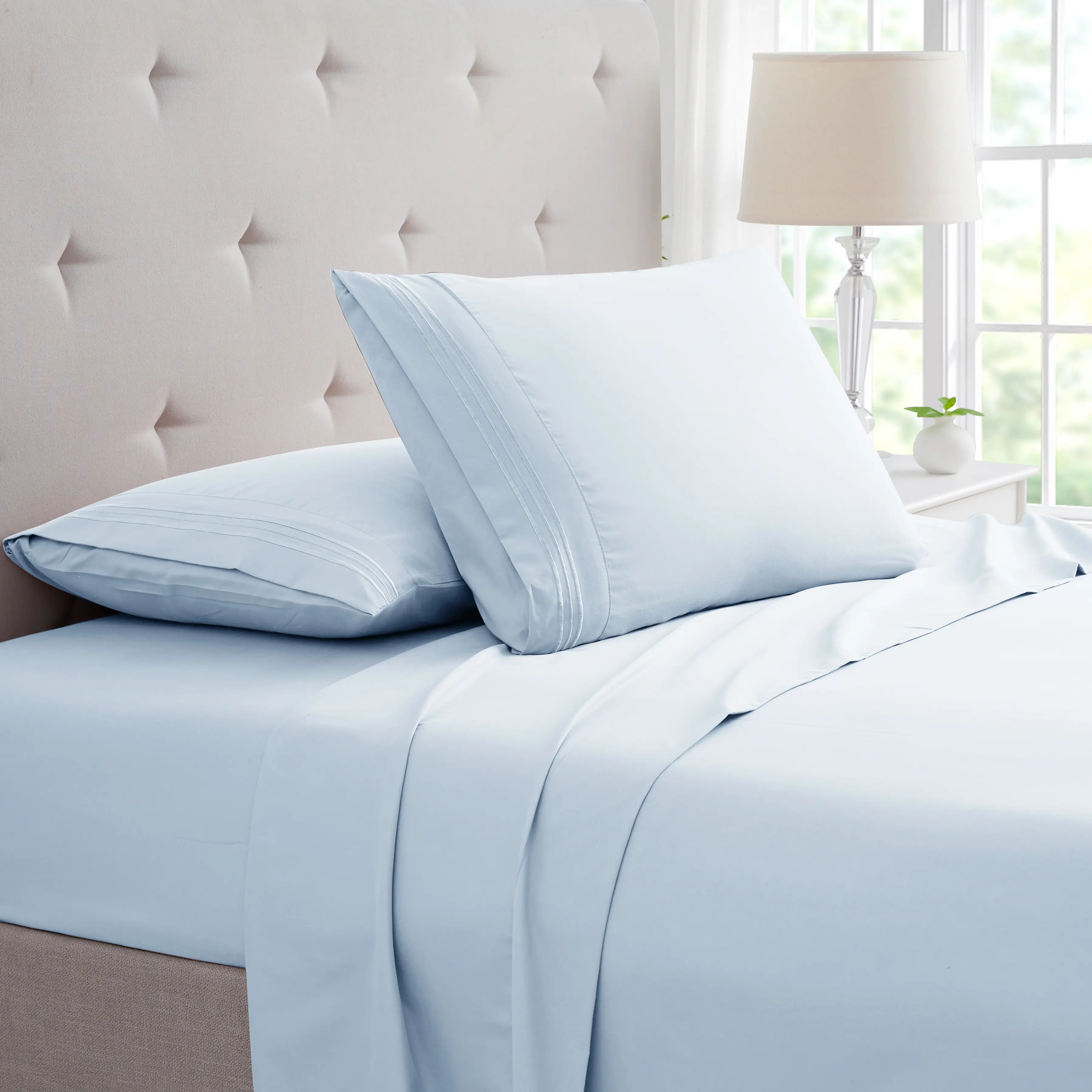 Bamboo 4 Piece Luxury 3 Line Embroidered Sheet Set Bamboo 4 Piece Luxury 3 Line Embroidered Sheet Set