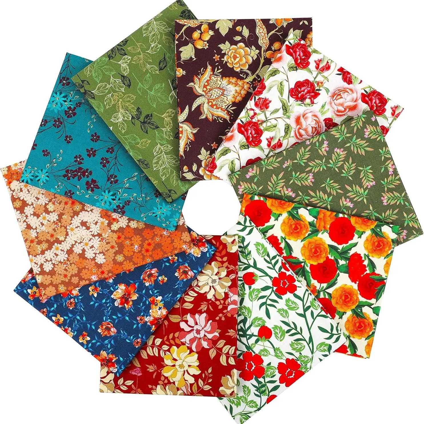 CRAFTIDO Patterned Craft Fabric Assortment, 10 Pcs Retro Starry Sky Fat Quarters, Elegant Soft 100% Breathable Cotton (18"x21"), Durable for Quilting & Sewing Projects, Breathable Cotton Fabric