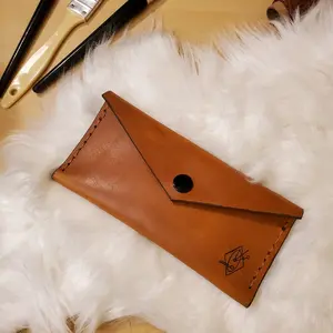 Genuine Luxury leather Money Envelope, envelope clutch- 3oz Leather, Water-Resistant Sealant, Compact Design, 100 Bill Capacity, Minimalist Style