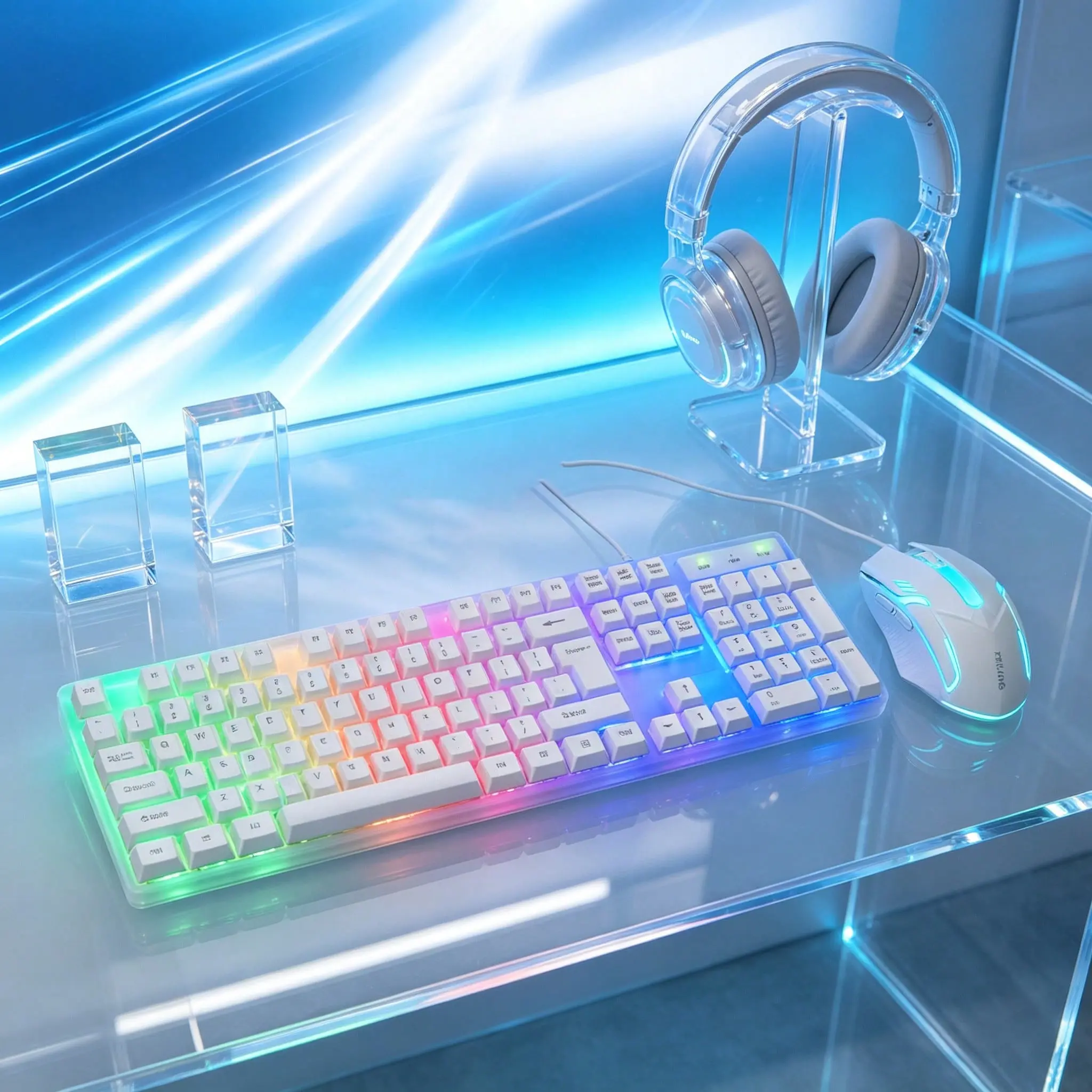 1PC/set,Wired keyboard and gaming mouse set, rainbow LED backlit ergonomic USB wired computer keyboard and mouse set, suitable for quiet soft keys in office learning games, high-precision illuminated mouse with stable tracking function