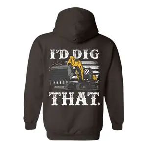 Excavator Hoodie – I’d Dig That Funny Construction Worker Hoodie, Heavy Equipment Operator Gift Idea, American Flag Digger Graphic Hoodie, Cozy Unisex Daily Wear