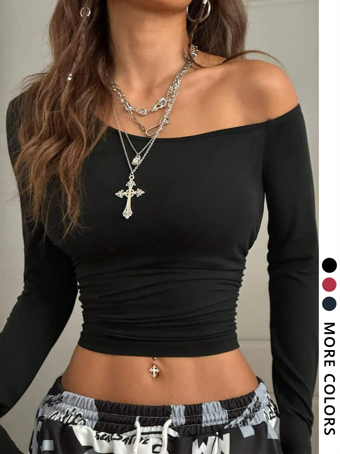 Women's Crop Tee, Casual Style Long Sleeve T-shirt for Summer, Fashion Women's Top for Daily Wear