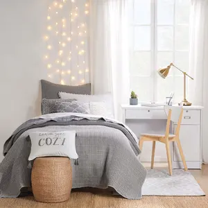 Levtex Home - Mills Waffle  - Twin/Twin XL Quilt Set - Grey Cotton Waffle - Quilt Size (68 x 86in.), Sham Size (26 x 20in.)