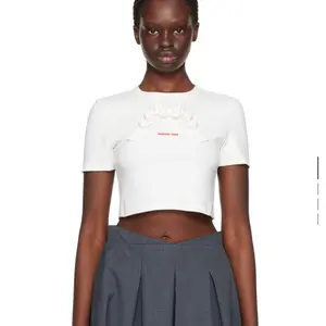 Shushu/Tong Cute Bow Cropped Top Red Letters Embroidered Cotton Shirts SST Luxury White Top