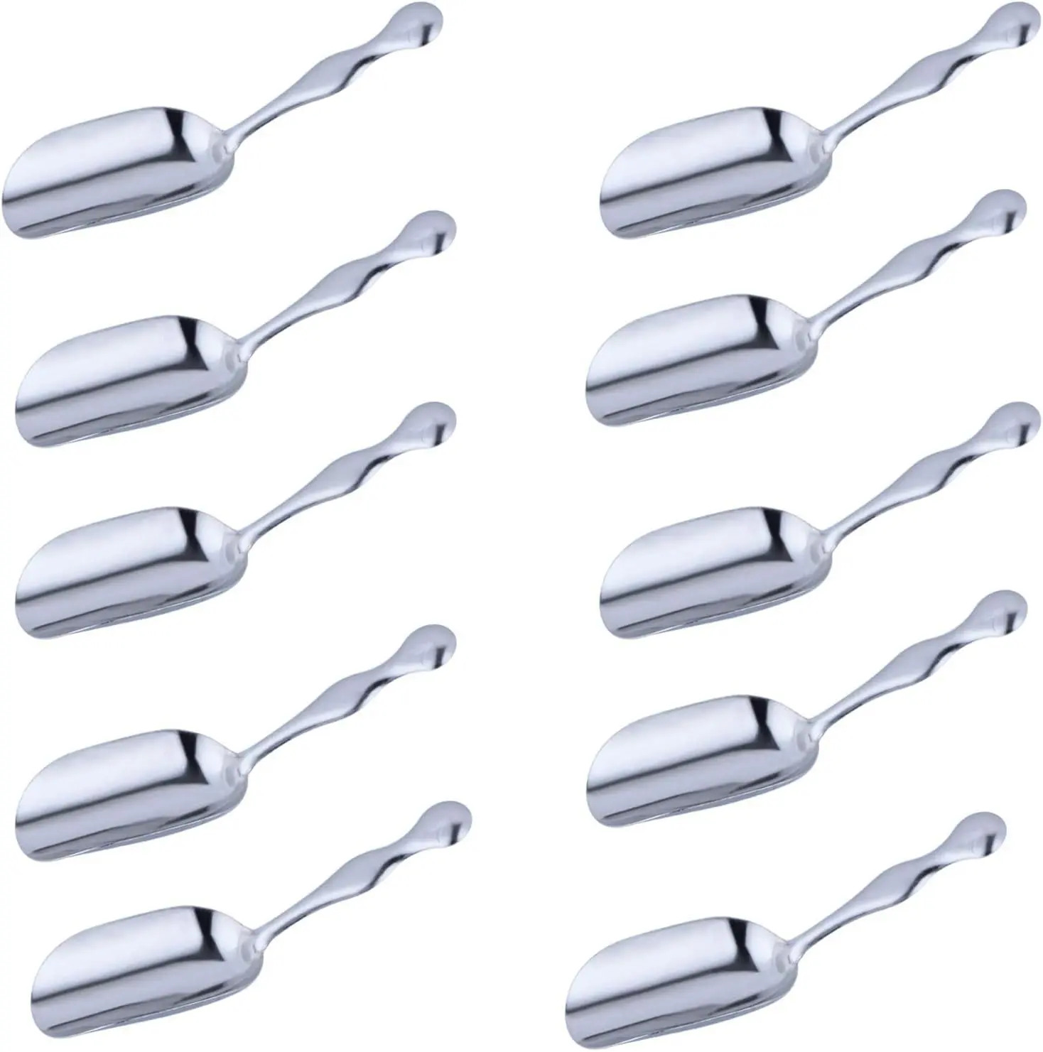 10 Pcs Mini Candy Scoops Stainless Steel Tea Coffee Ice Shovel Teaspoon Small Shovel for Tea, Coffee, Candy, Ice Cream, Dessert, Sugar, Kitchen Or Buffet