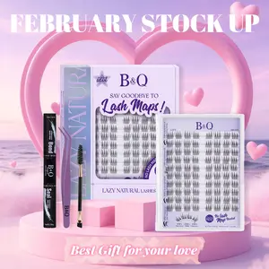 Idol Kit l B&Q No Lash Map Series Natural Look Individual Lash Kit,0.05mm Invisible Band Lightweight Lash Clusters,CC Curl for DIY Lashes Extension,Waterproof Bond Seal Week Lasting Vacation Lash