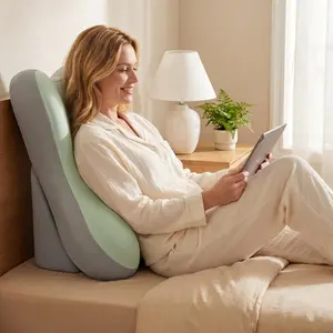 Ergonomic mattress pillow, adjustable memory cotton backrest for reading, 2-piece split support pillow for bed rest, anti slip waist and neck pads, suitable for home office and relaxation