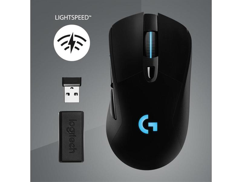 Logitech G703 Lightspeed Wireless Gaming Mouse W/Hero 25K Sensor, PowerPlay Compatible, Lightsync RGB, Lightweight 95G+10G Optional, 100-25, 600 DPI, Rubber Side Grips - Black