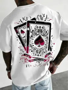 🃏✨Ace of Spades Playing Cards Graphic Short Fitted T-Shirt | Retro Baroque Print Tee | Lucky Ace Streetwear Top for Men & Women Fashion Casual Menswear