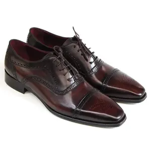 Paul Parkman Captoe Bordeaux & Brown Hand-Painted Oxfords