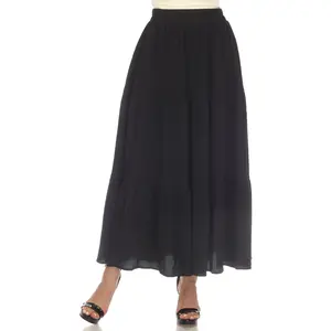 White Mark Women's Pleated Tiered Maxi Skirt  Womenswear Flowy Comfort