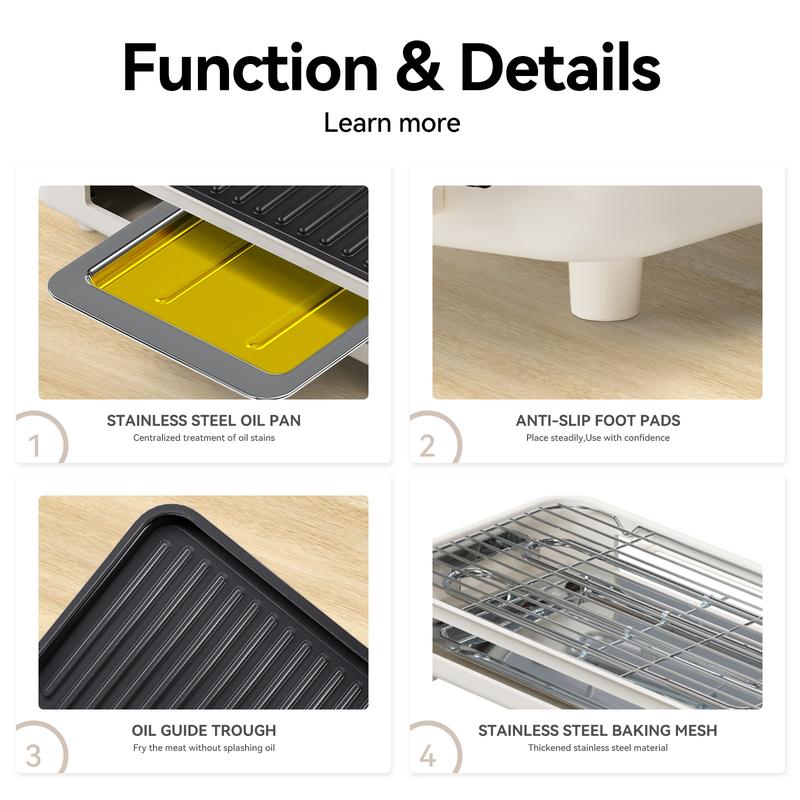 TANLOOK 1500W Electric Korean BBQ indoor Grill – Smokeless Non-Stick Grill with Removable Plates & Temp Control, Compact All-Purpose Tabletop Griddle, with Clip & Brush