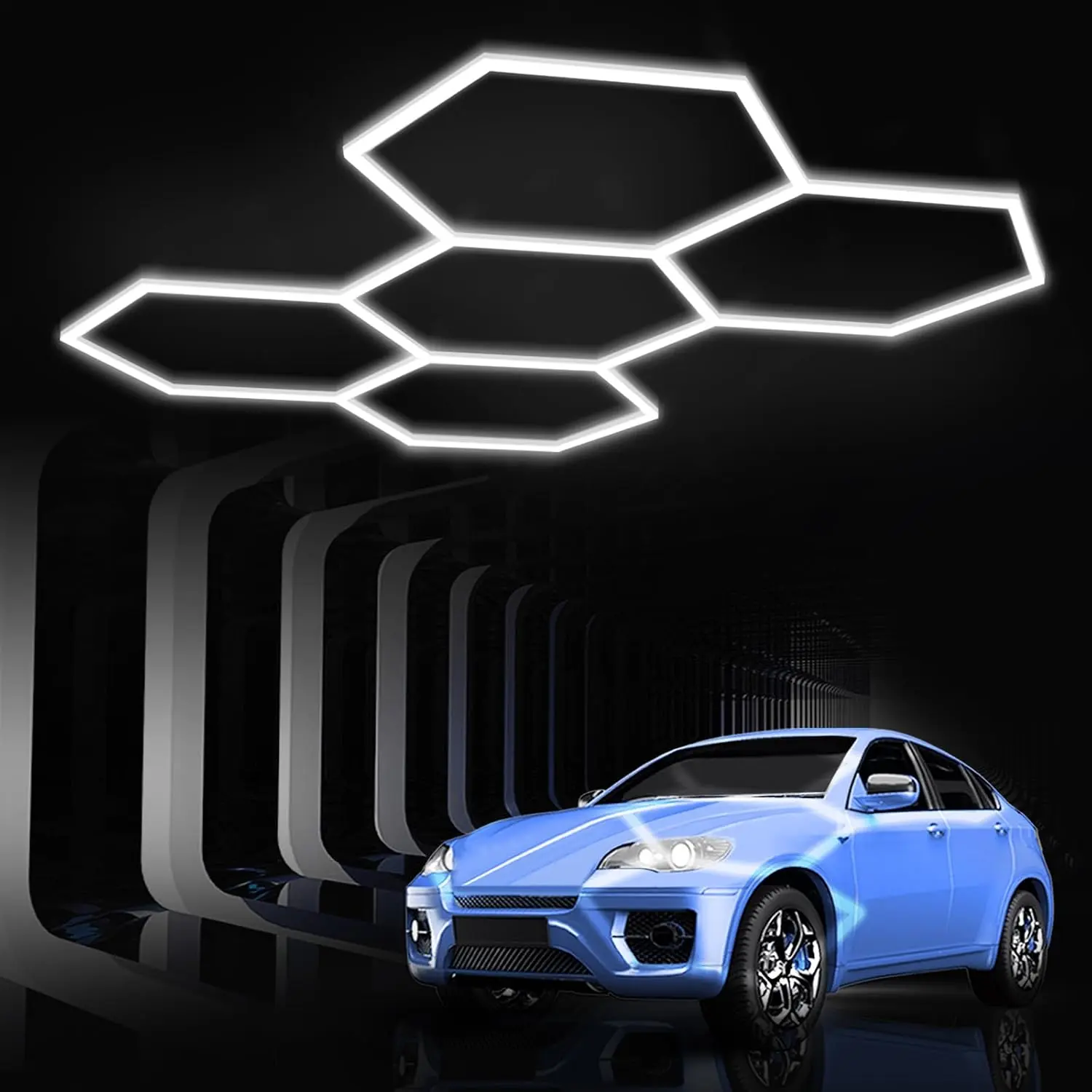Hexagon Garage Lights: Hexagon led Gym Lights 26520LM DIY LED Shop Light| Car Detailing Ceiling Light for Basement Warehouse Workshop Barbershop Car Care Wash Room Auto Beauty 6500K