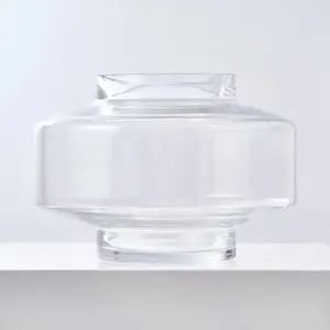Flying Top Circular Modern Orb Style Clear Glass Vase