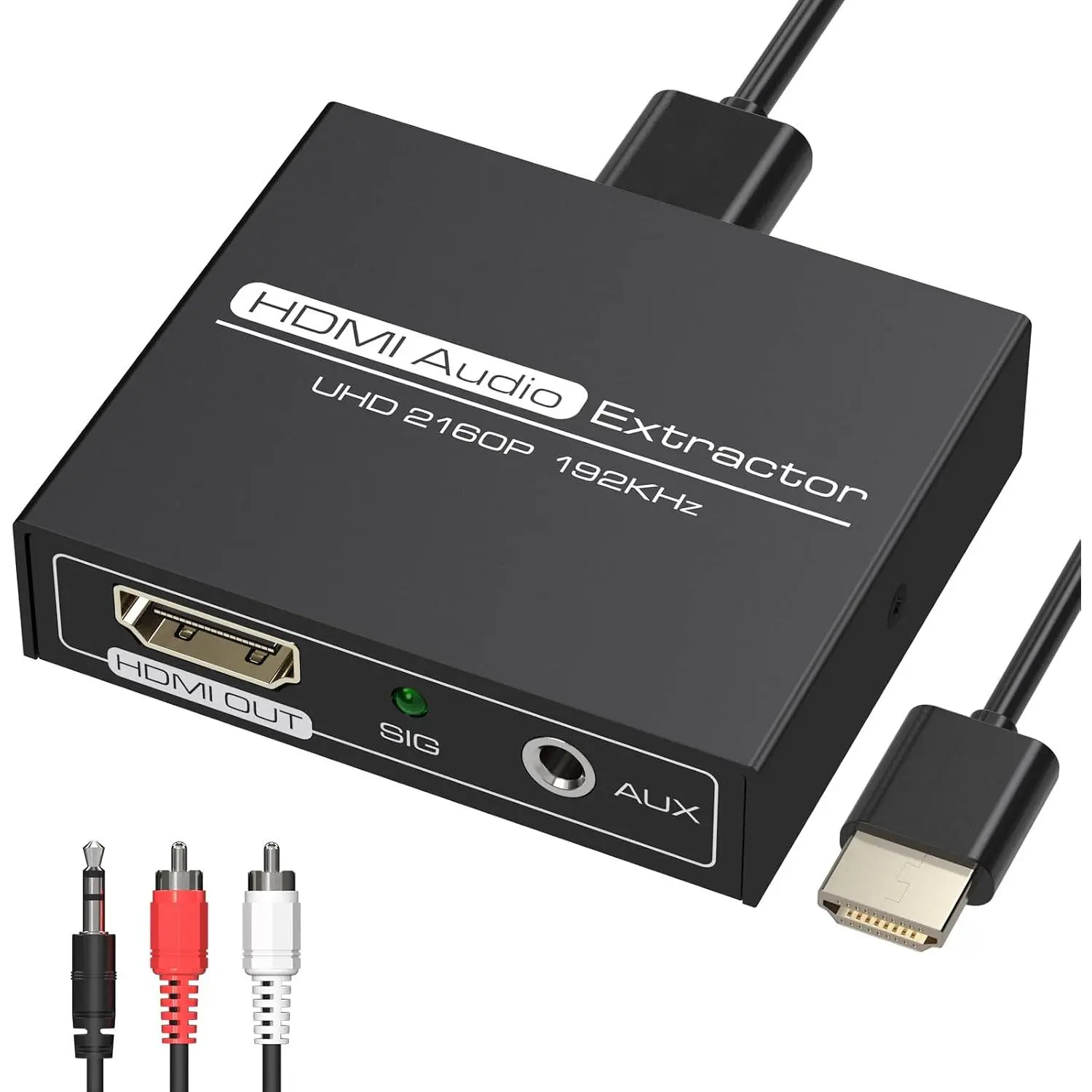 HDMI Audio Extractor 4K with 3.5mm AUX Stereo and L/R RCA Out Converter Adapter Splitter Support 4K 1080P 3D Compatable for PS3 Xbox Fire Stick