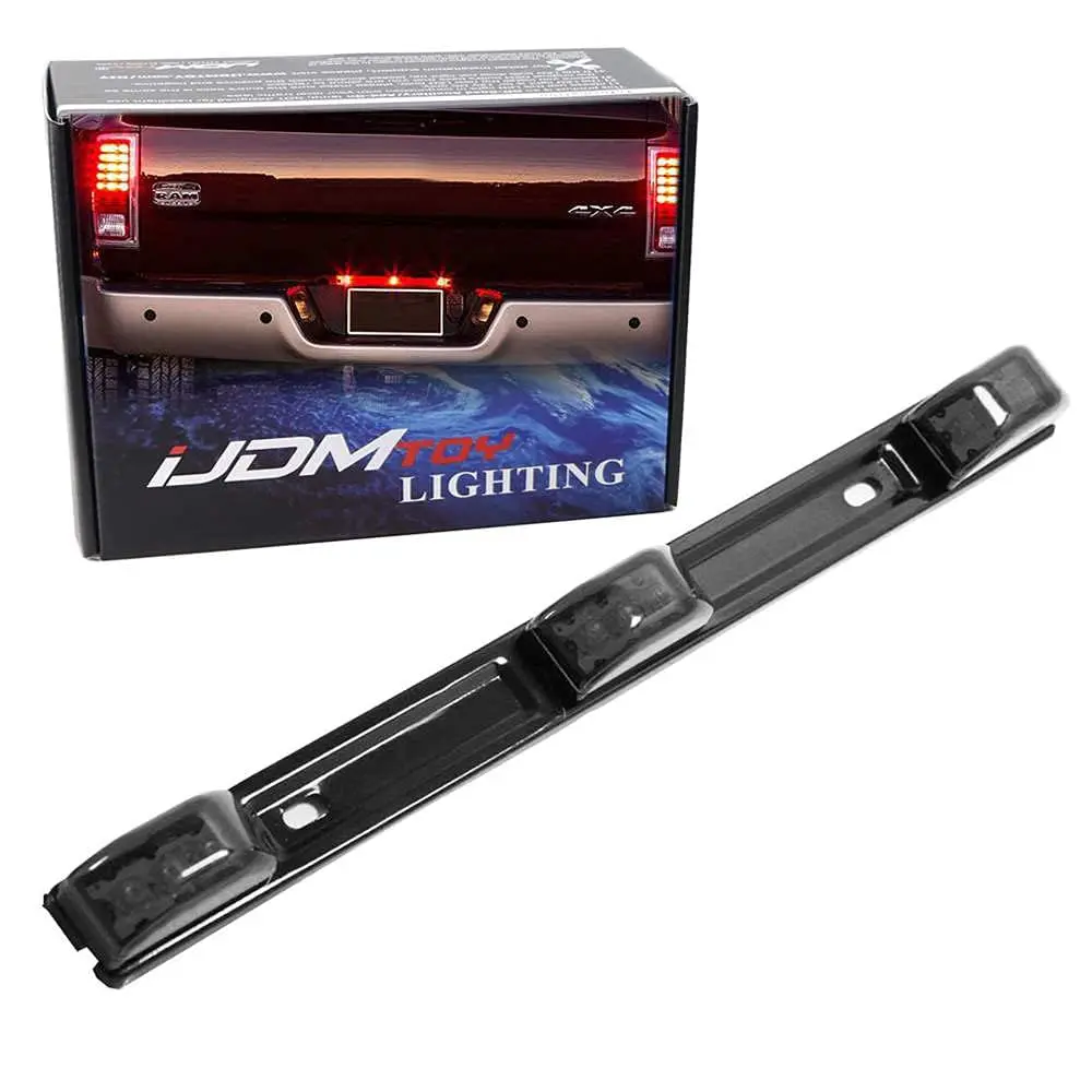 iJDMTOY Smoked Lens 3-Lamp Truck Rear Tailgate or Trailer LED Light Bar For Ford F-150 F-250 F-350 F-450 Dodge RAM 1500 2500 3500 Chevy Silverado, GMC Sierra, etc
