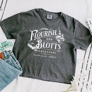 Comfort Colors Women's Boxy Tee Wizard Book Shop Wizarding School House Shirt Universal Vacation Shirt Wizard World Gift Wizard Book