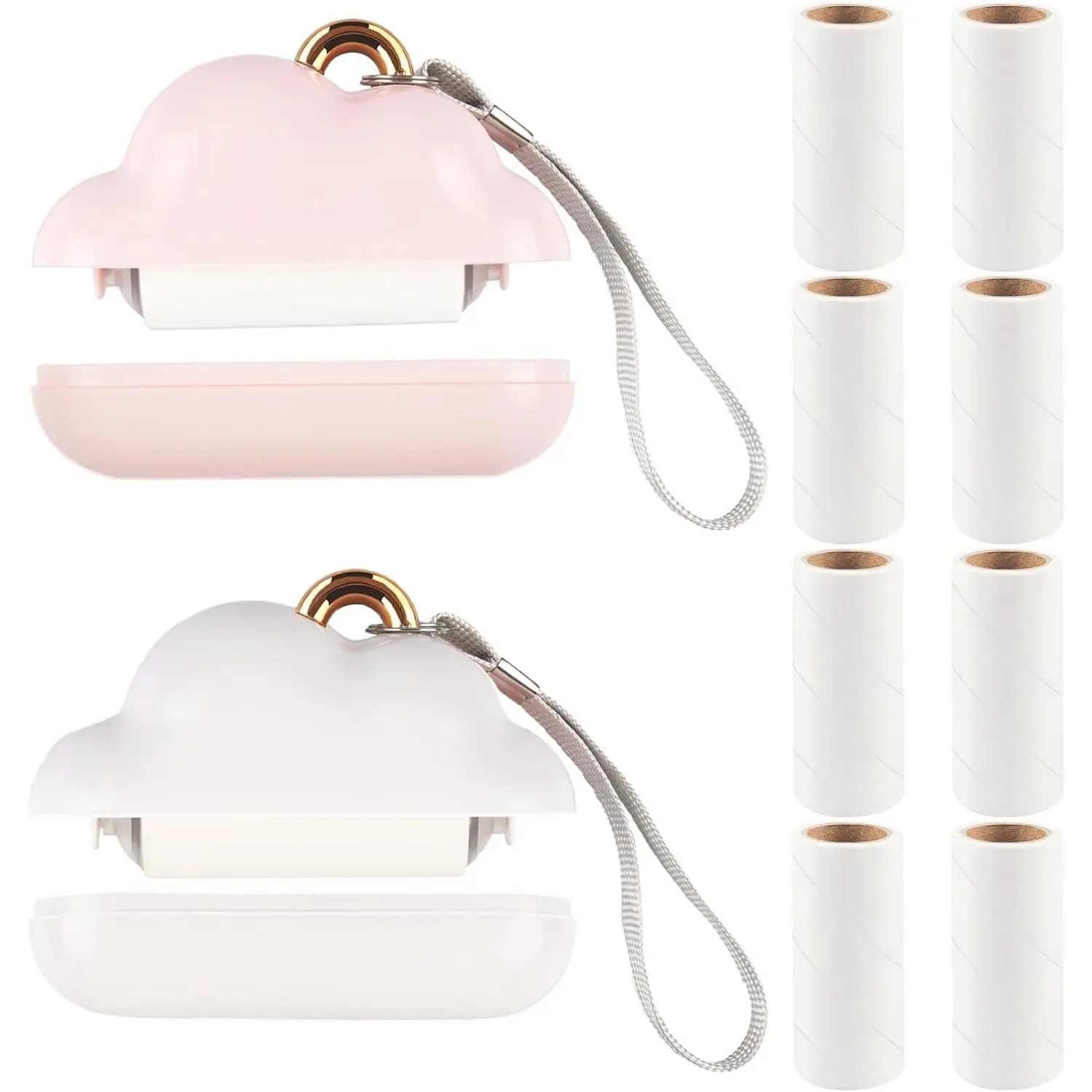 Mini Lint Roller Travel Size,  Lint Roller for Travel,  Remover Portable Lint Roller for Clothes with 300 Sheets Refillable (Pink&White)