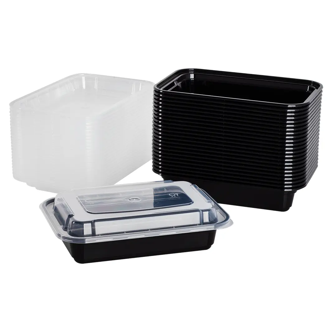 150 sets - 12/16/24/28/30/32/38oz PP Injection Molded Microwaveable Rectangular Black Food Containers with lids 150 sets - 12/16/24/28/30/32/38oz PP Injection Molded Microwaveable Rectangular Black Food Containers with lids