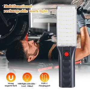Work Light, Rechargeable LED Work Light with Hanging Hook, 1500 Lumens, Portable Flashlight 180° Rotate 5 Modes, Magnetic Light, for Car Repairing/Under Hood/Emergency Waterproof