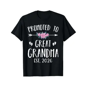 Promoted to Great Grandma Est. 2026 Announcement Shirt - Women's Grandma Gift T-Shirt - Heavyweight 180gsm Fabric - New Great Grandmother Birthday Grandparents Day Present - Grandma Apparel, Sentimental Keepsake, Casual Wear, Durable Material, Keepsake Cl