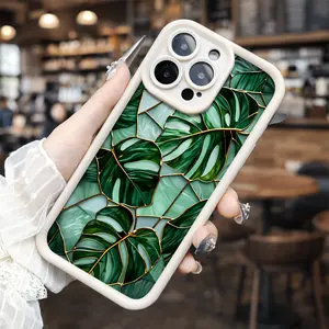 Green Leaves for phone case, compatible with iPhone 17 Pro Max, 16 Pro Max，15 Pro, 14, 13, 12, 11, XR, XS Plus, SE, Mini. Made from soft TPU shock-resistant silicone material, this stylish street-style gift is perfect for any occasion.