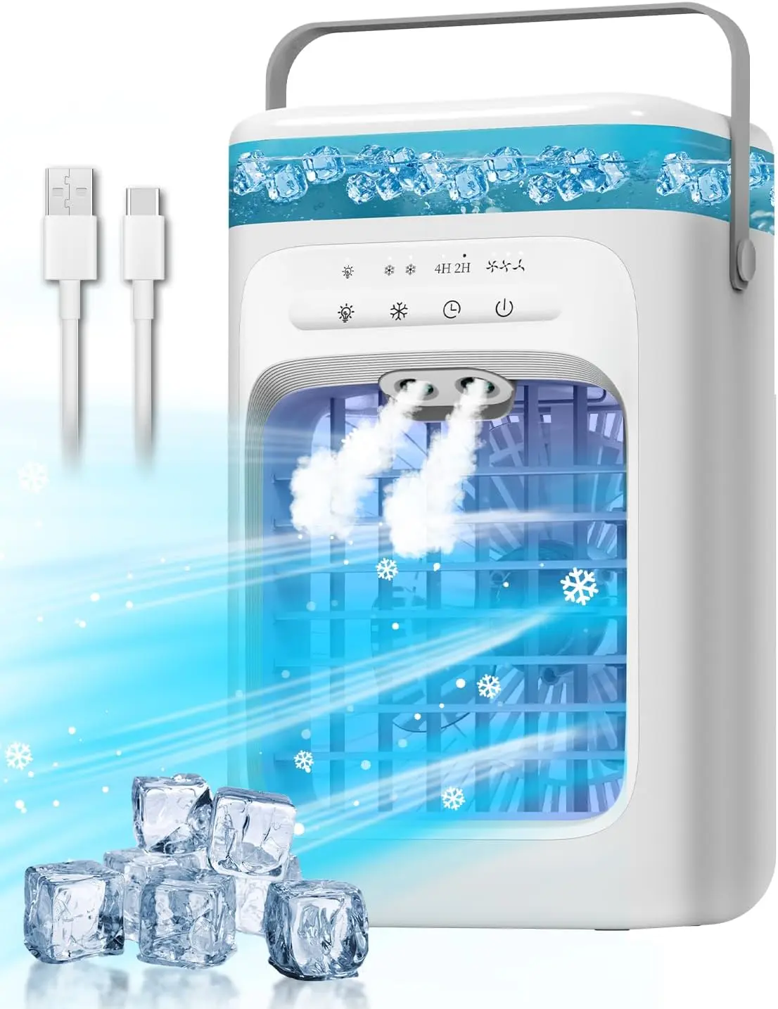 4-in-1 Portable Air Cooler with Mist, LED Light & 3 Speeds Vatony